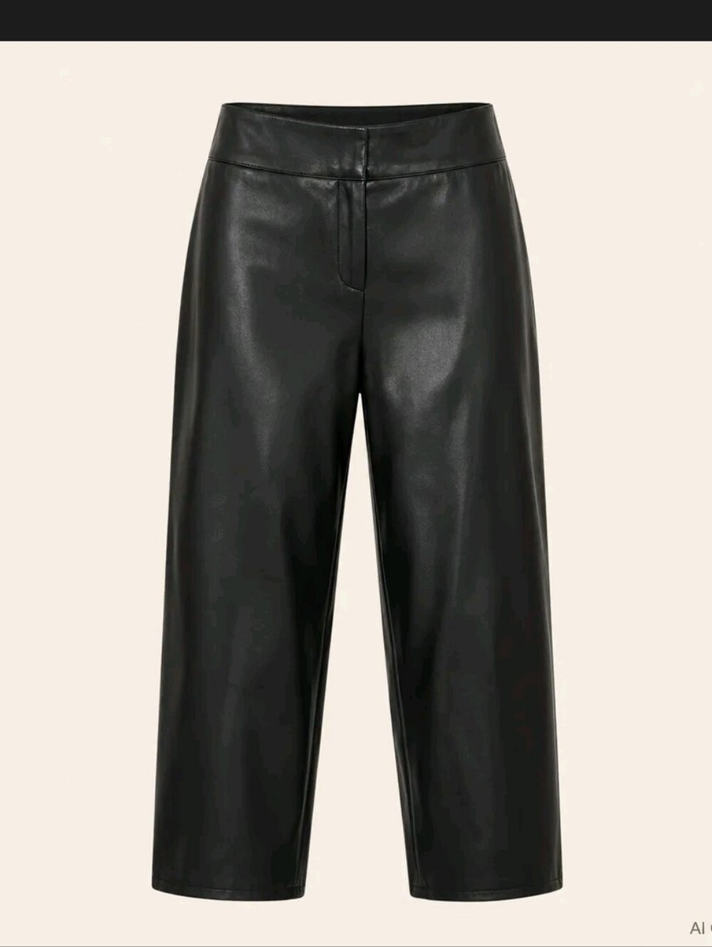 Drew Riley Pants Faux Leather Wide Leg Cropped Sz 2 Black